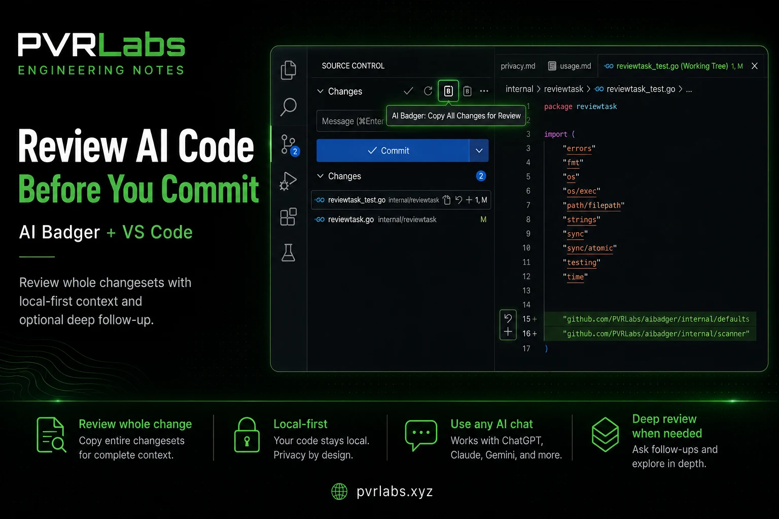 Review AI Code Before You Commit with AI Badger and VS Code